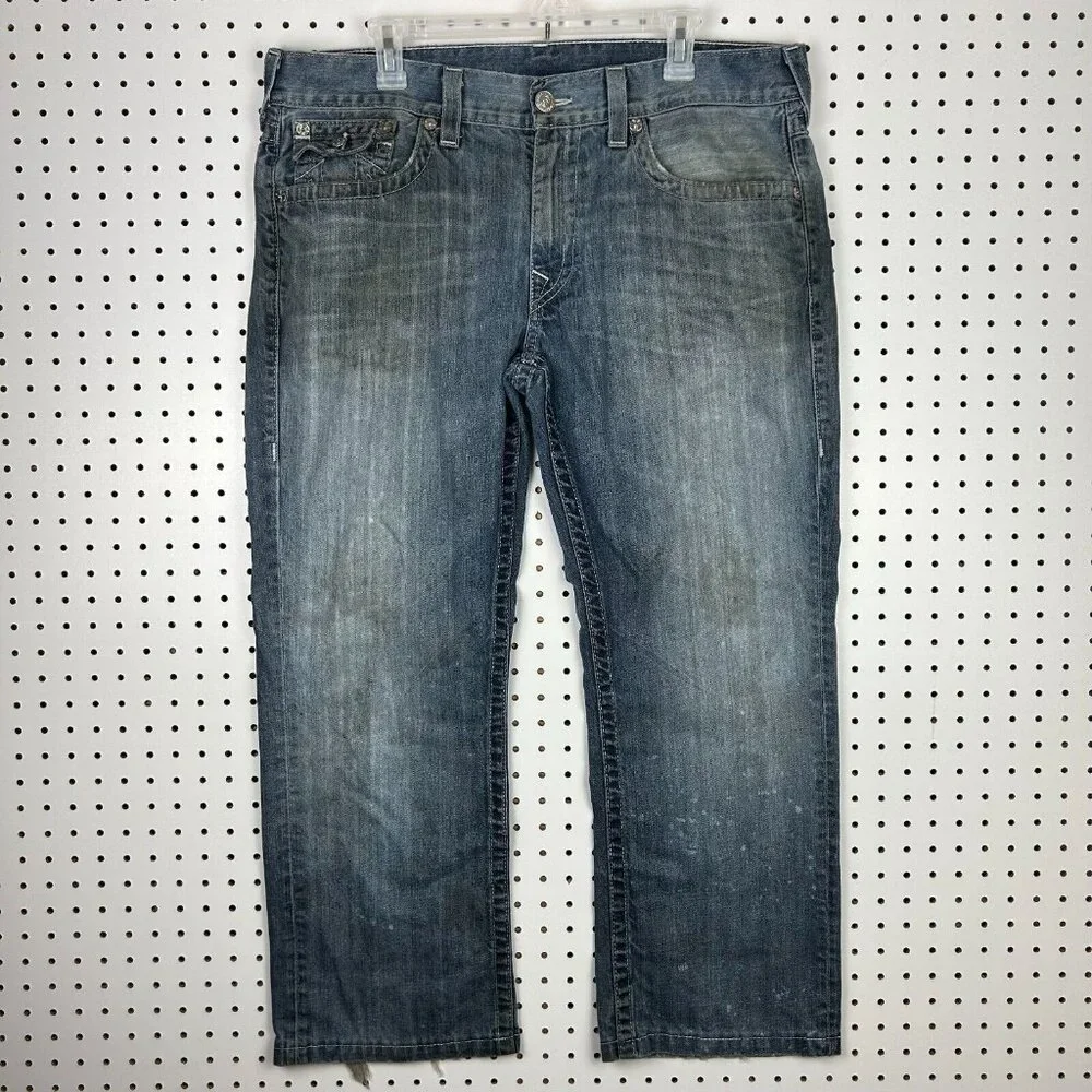 True Religion‎ Straight Baggy Y2K Jeans 38x28 Grunge Worn Streetwear Skater Wide